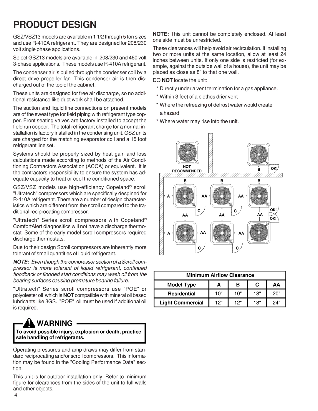 Goodman Mfg GSZ/VSZ 13 SEER service manual Product Design, Aa Aa 