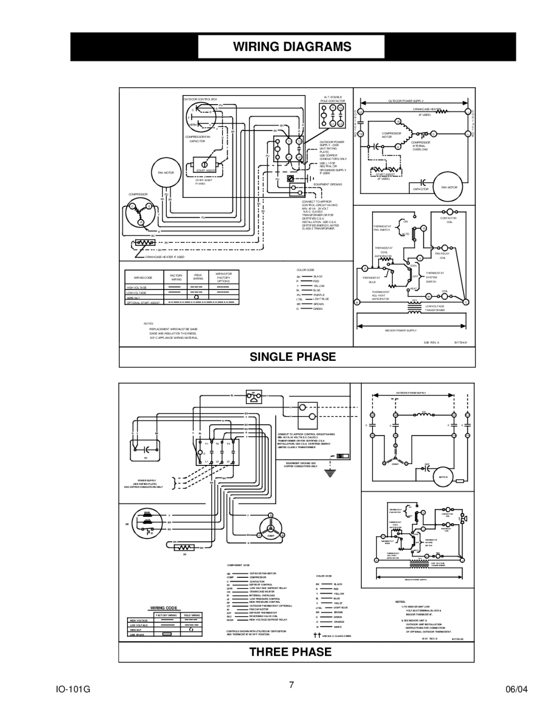 Goodman Mfg IO-101G manual Wiring Diagrams 