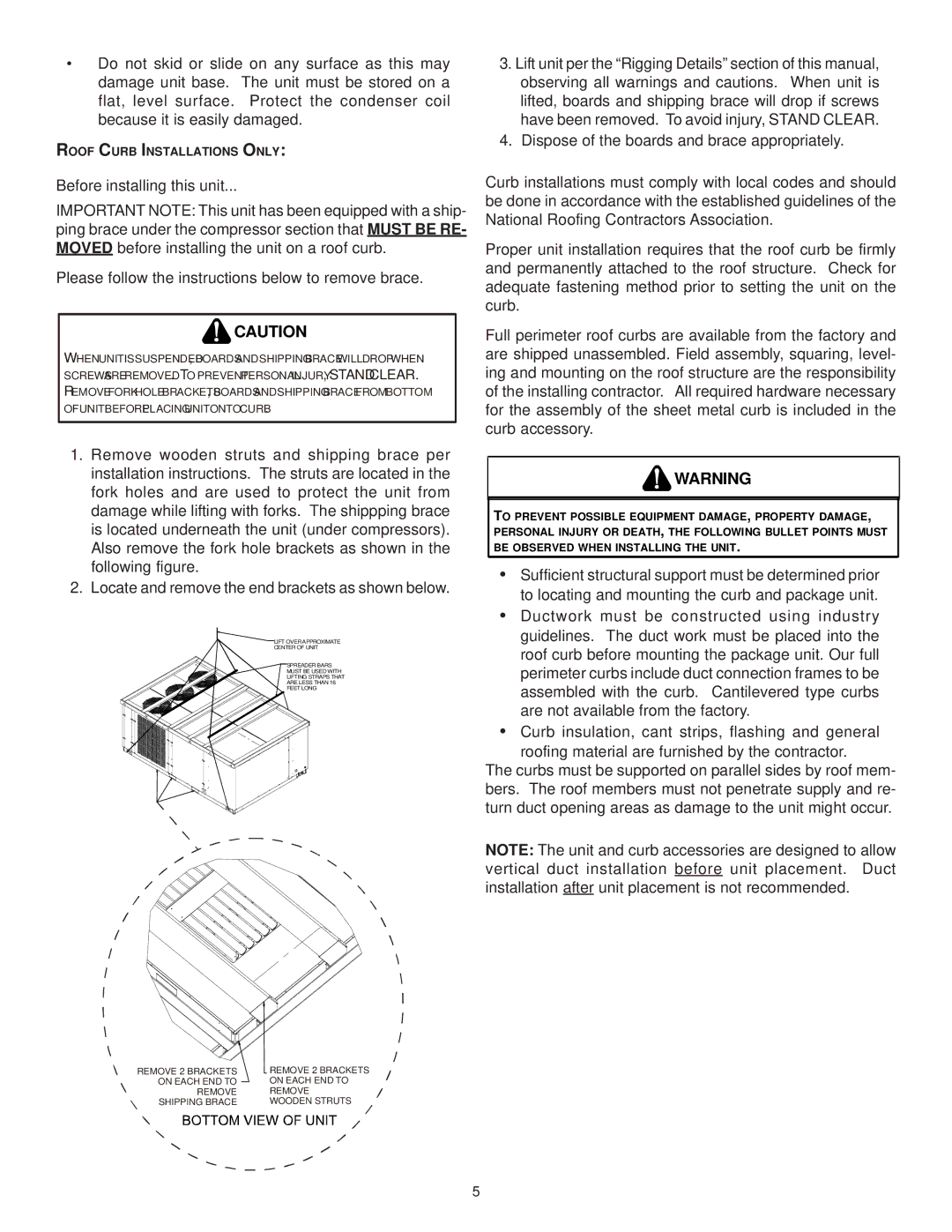 Goodman Mfg IO-367B installation instructions Before installing this unit, Roof Curb Installations only 