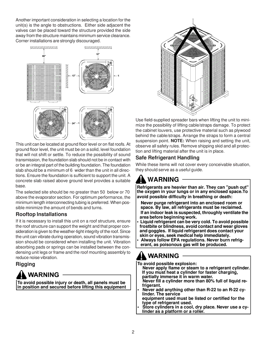 Goodman Mfg IO-402G, CONDENSING AC UNIT SINGLE / THREE PHASE AIR CONDITIONERS Rooftop Installations, Rigging 