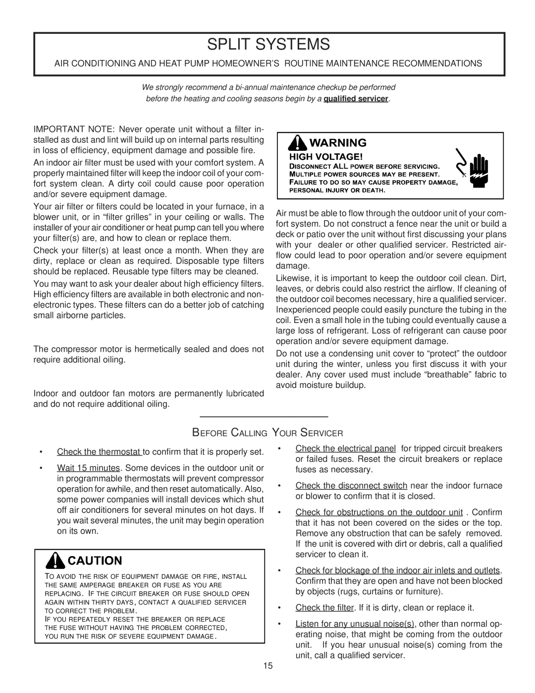 Goodman Mfg ASPF Air Handlers, IO-431 operating instructions Split Systems 