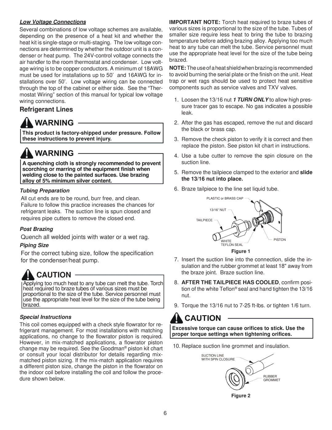 Goodman Mfg IO-431, ASPF Air Handlers operating instructions Refrigerant Lines, Low Voltage Connections 