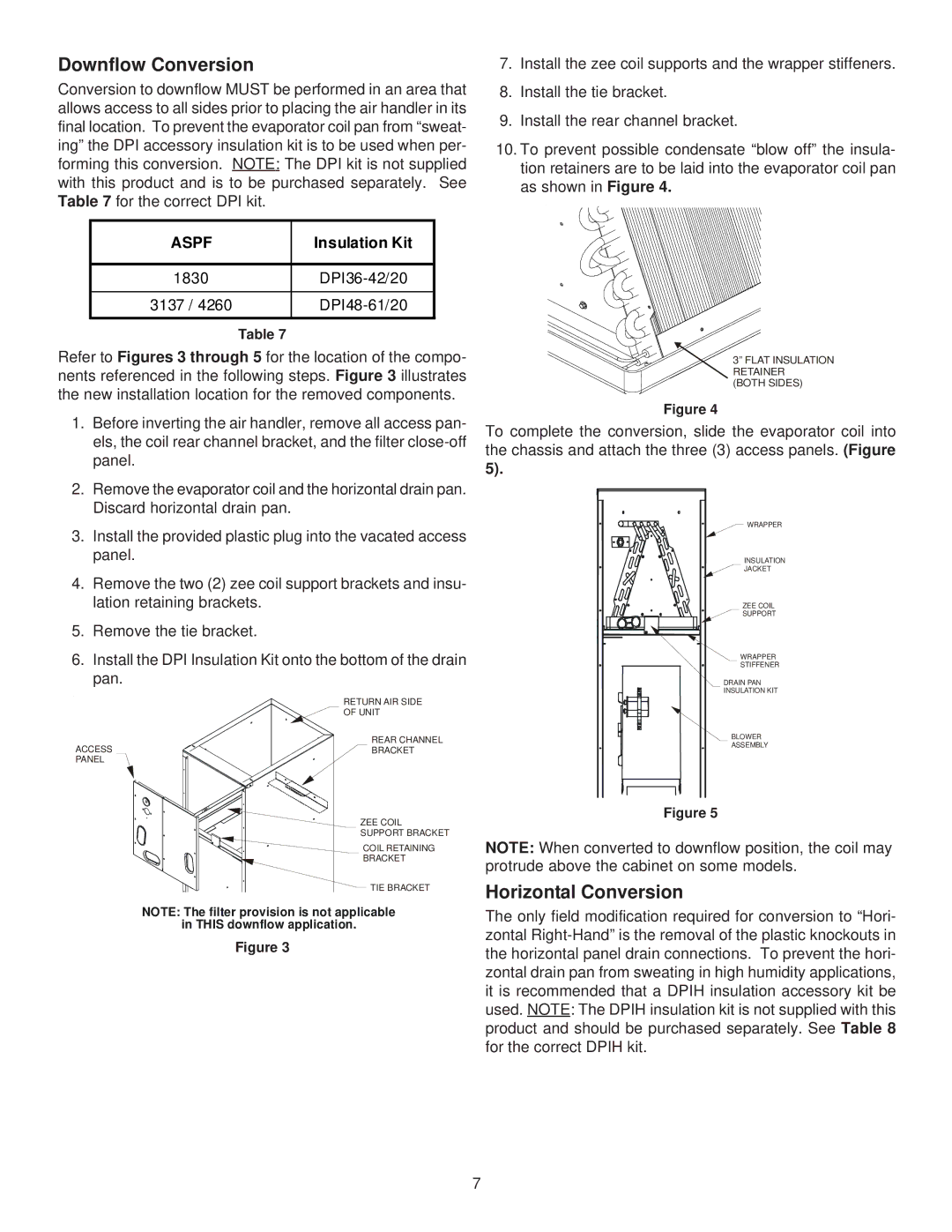 Goodman Mfg ASPF Air Handlers, IO-431 operating instructions Downflow Conversion, Horizontal Conversion 