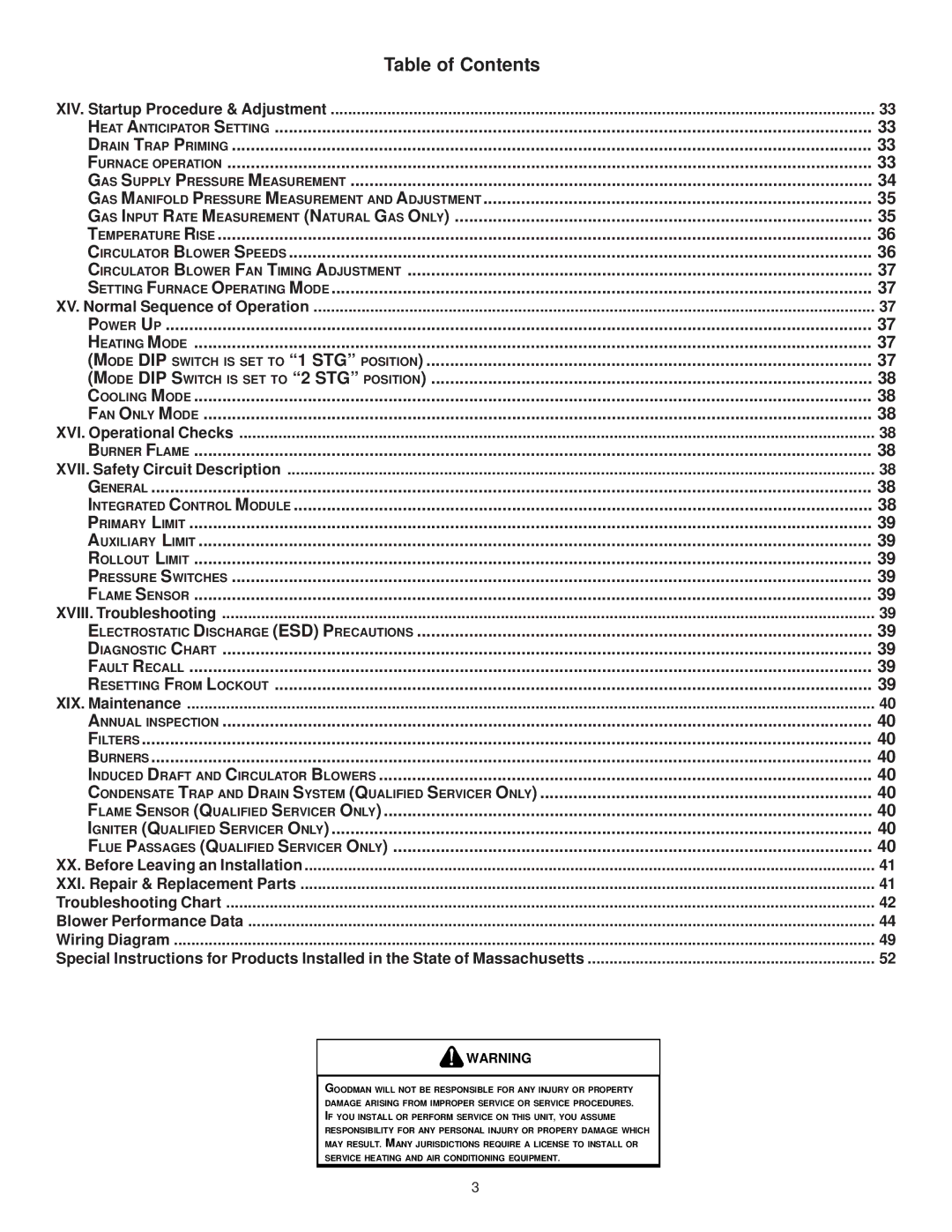 Goodman Mfg GAS-FIRED WARM AIR FURNACE XIV. Startup Procedure & Adjustment, XV. Normal Sequence of Operation 