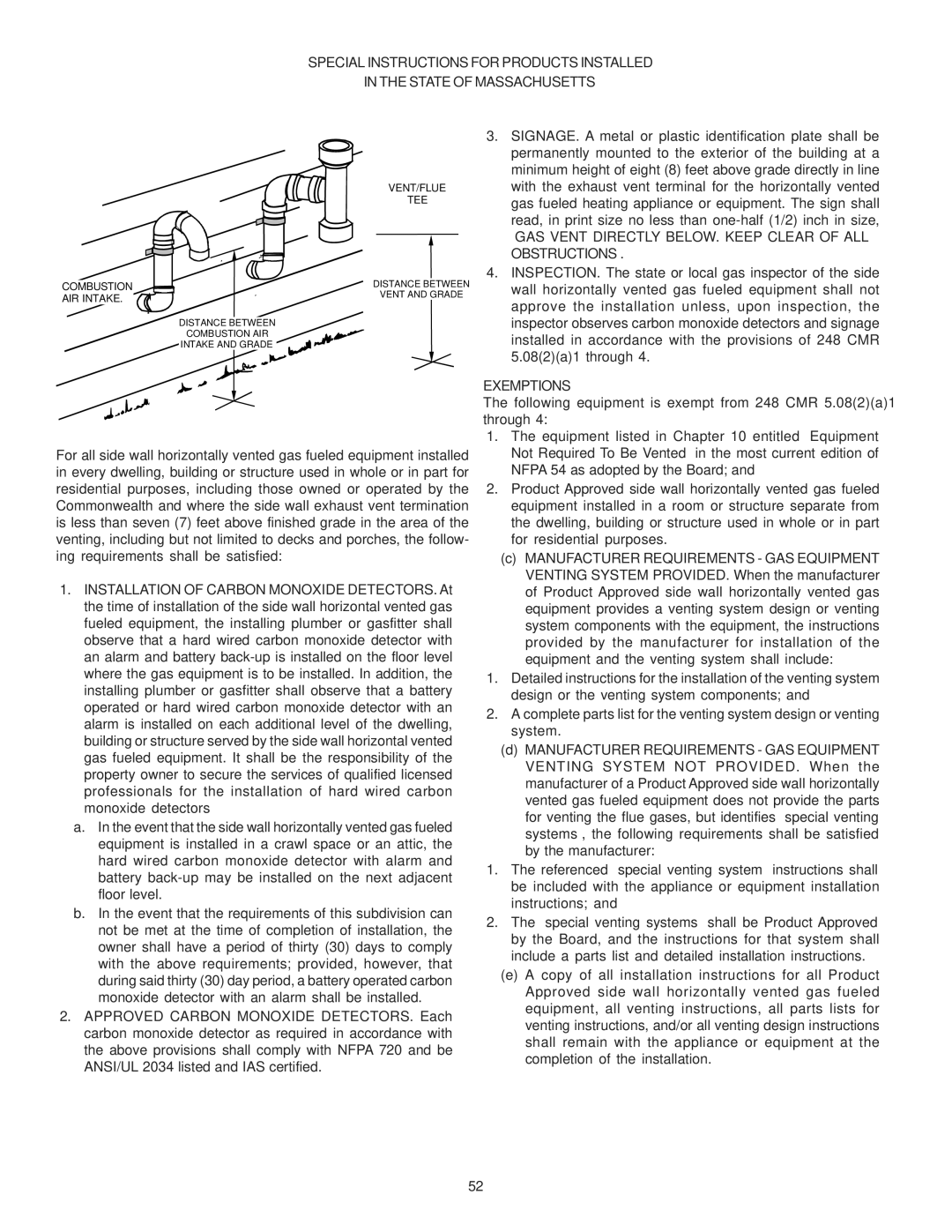 Goodman Mfg MH95/ACSH96/AMEH96/ GCH95/GME95/GCH9 GAS Vent Directly BELOW. Keep Clear of ALL Obstructions, Exemptions 