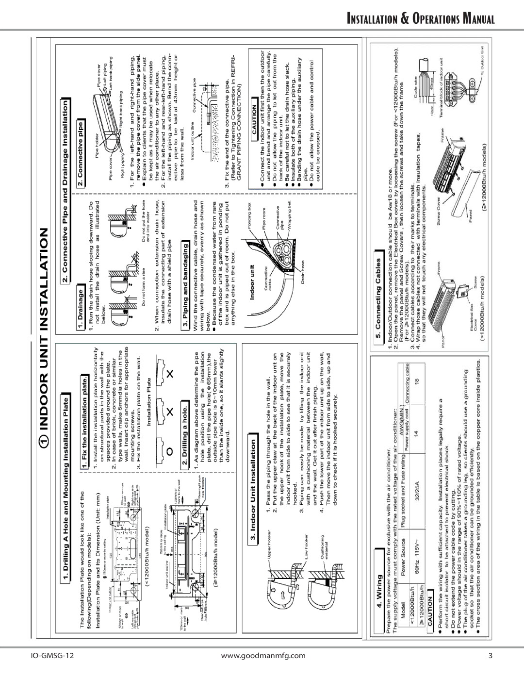 Goodman Mfg MSG-24HRN1, MSG-12HRN1, MSG-18HRN1, MSG-12CRN1, MSG-18CRN1, MSG-24CRN1 Installation & Operations Manual 