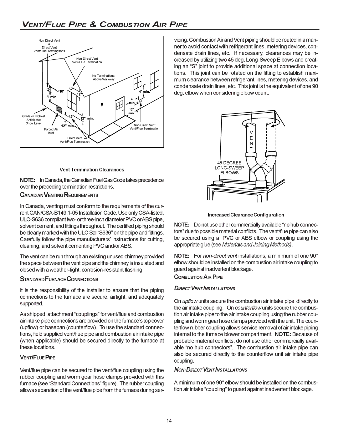 Goodman Mfg MVC95, CVC9/95 Vent Termination Clearances, Increased Clearance Configuration, Canadianventingrequirements 