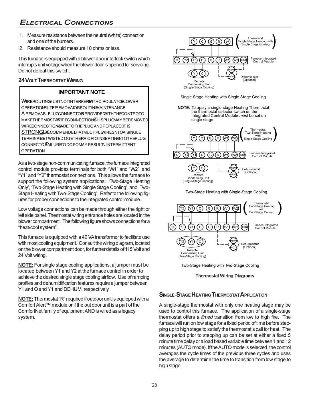 Goodman Mfg MVC95, CVC9/95 Thermostat Wiring Diagrams, 24VOLTTHERMOSTATWIRING, SINGLE-STAGE Heatingthermostatapplication 