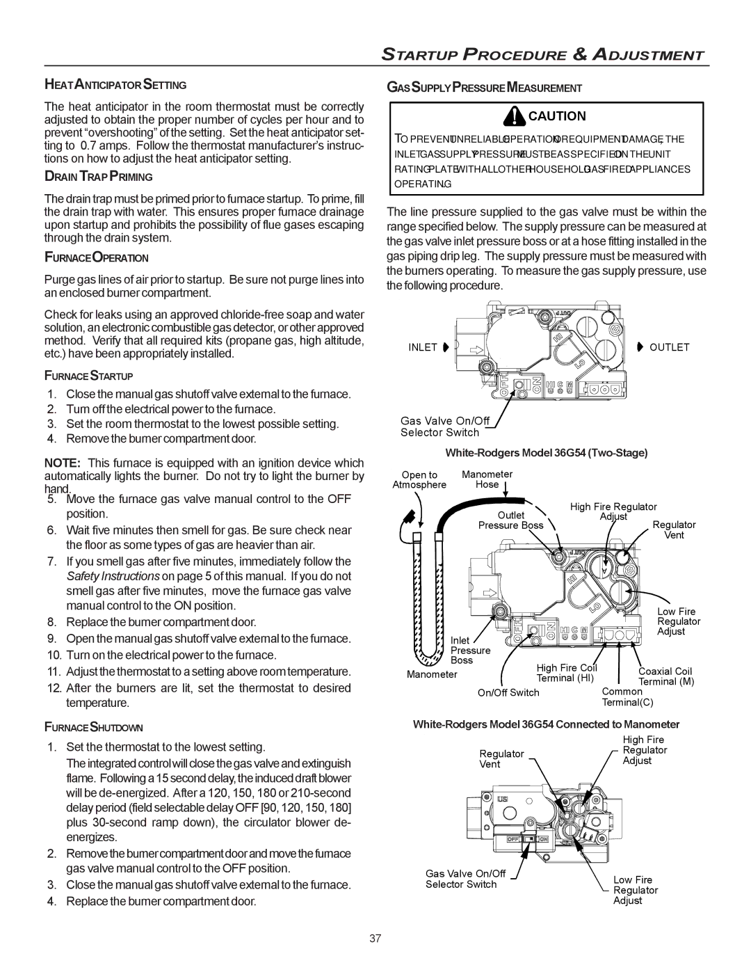 Goodman Mfg CVC9/95, MVC95 installation instructions If you smell gas after five minutes, immediately follow, Temperature 