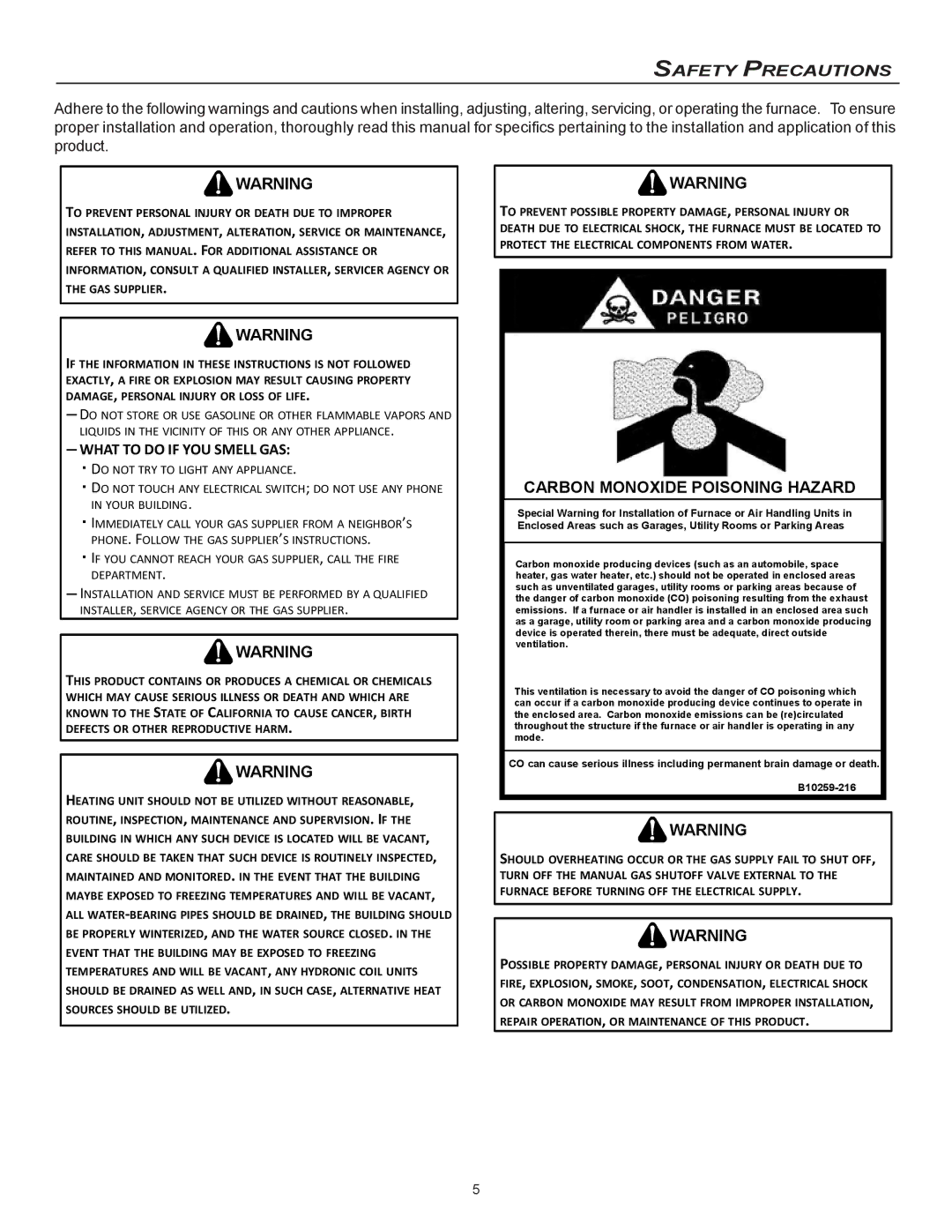 Goodman Mfg CVC9/95, MVC95 installation instructions Safety Precautions, What to do if YOU Smell GAS 