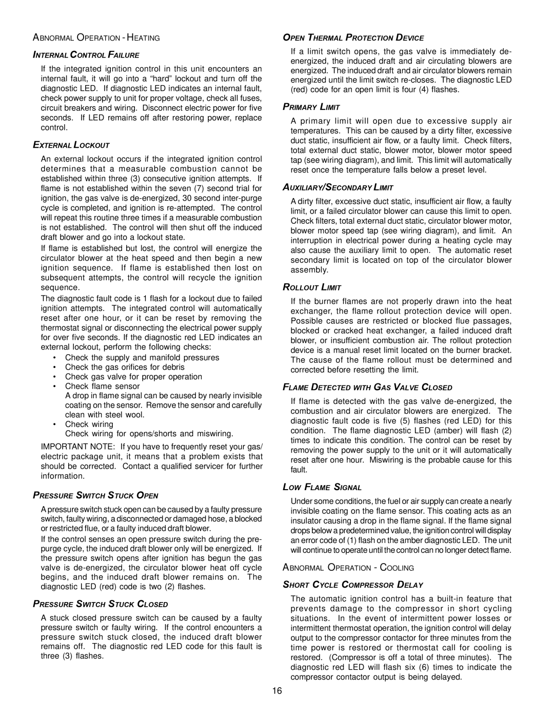 Goodman Mfg PG 15 specifications Check wiring 