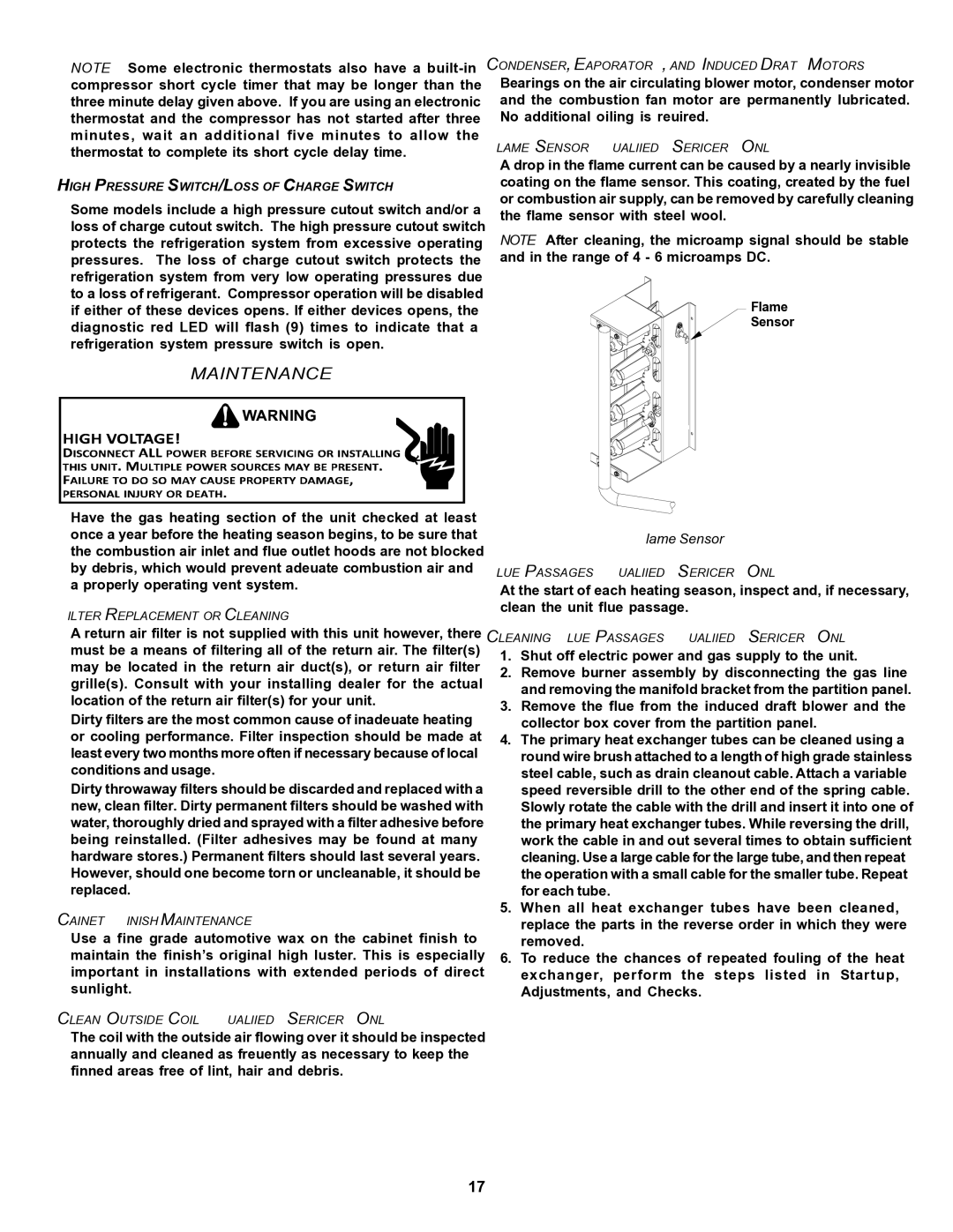 Goodman Mfg PG 15 specifications Maintenance, Flame Sensor 