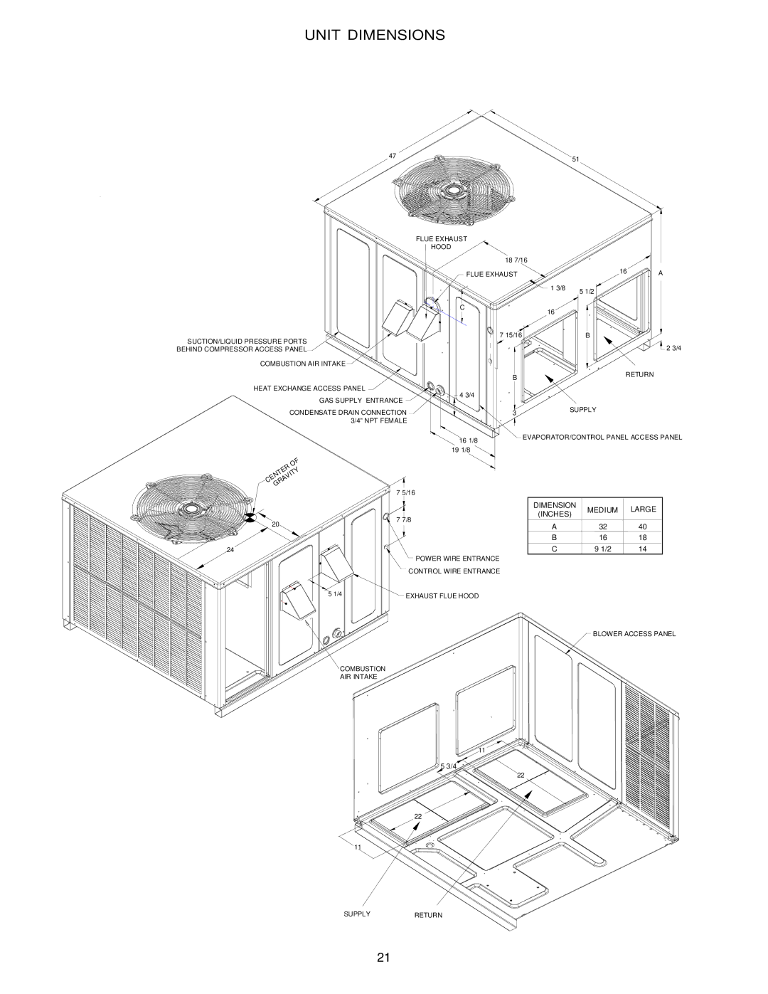 Goodman Mfg PG 15 specifications Dimension Medium Large 