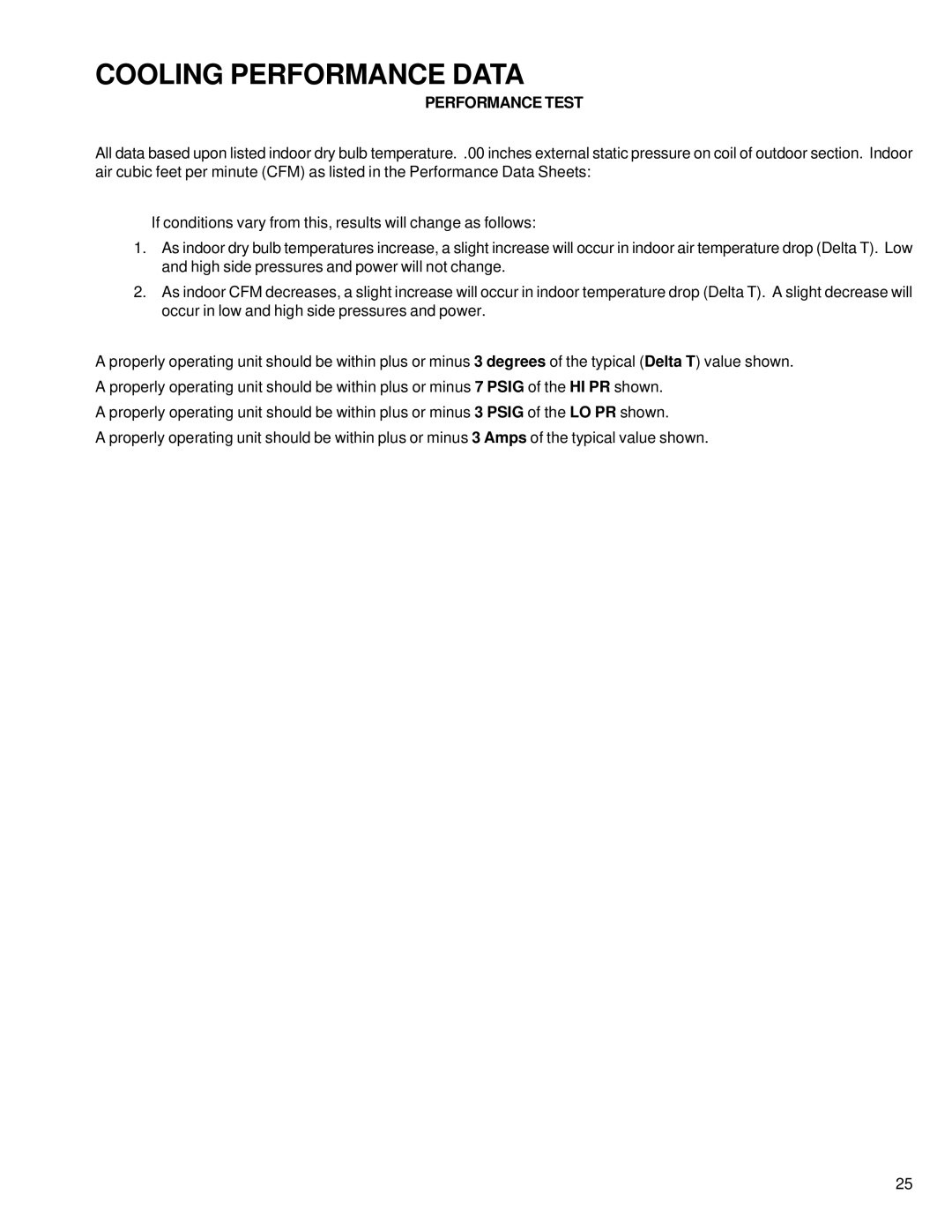 Goodman Mfg R-410A service manual Performance Test 