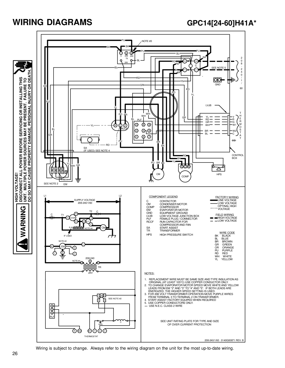 Goodman Mfg R-410A service manual Wiring Diagrams, GPC1424-60H41A 