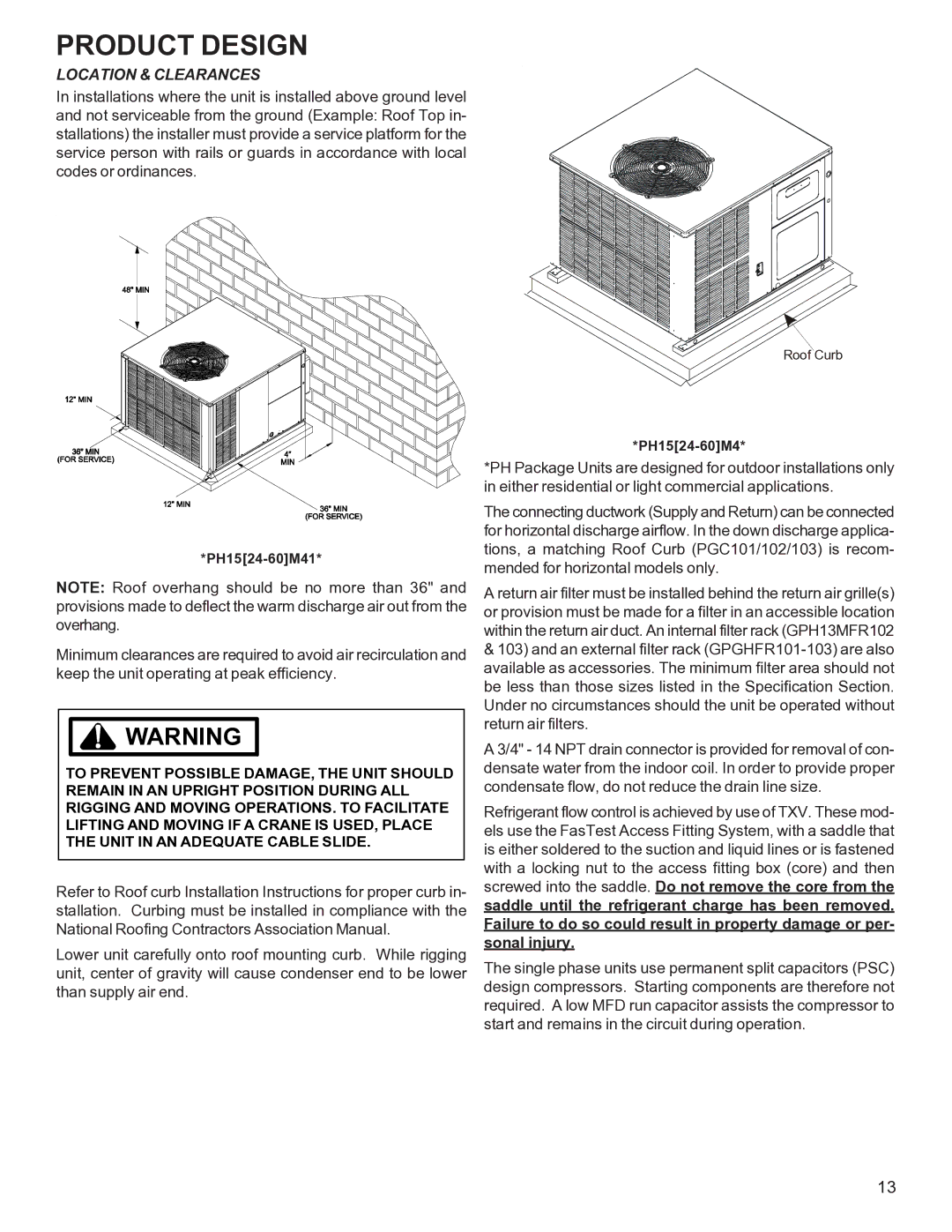 Goodman Mfg R-410A manual Product Design, Location & Clearances 