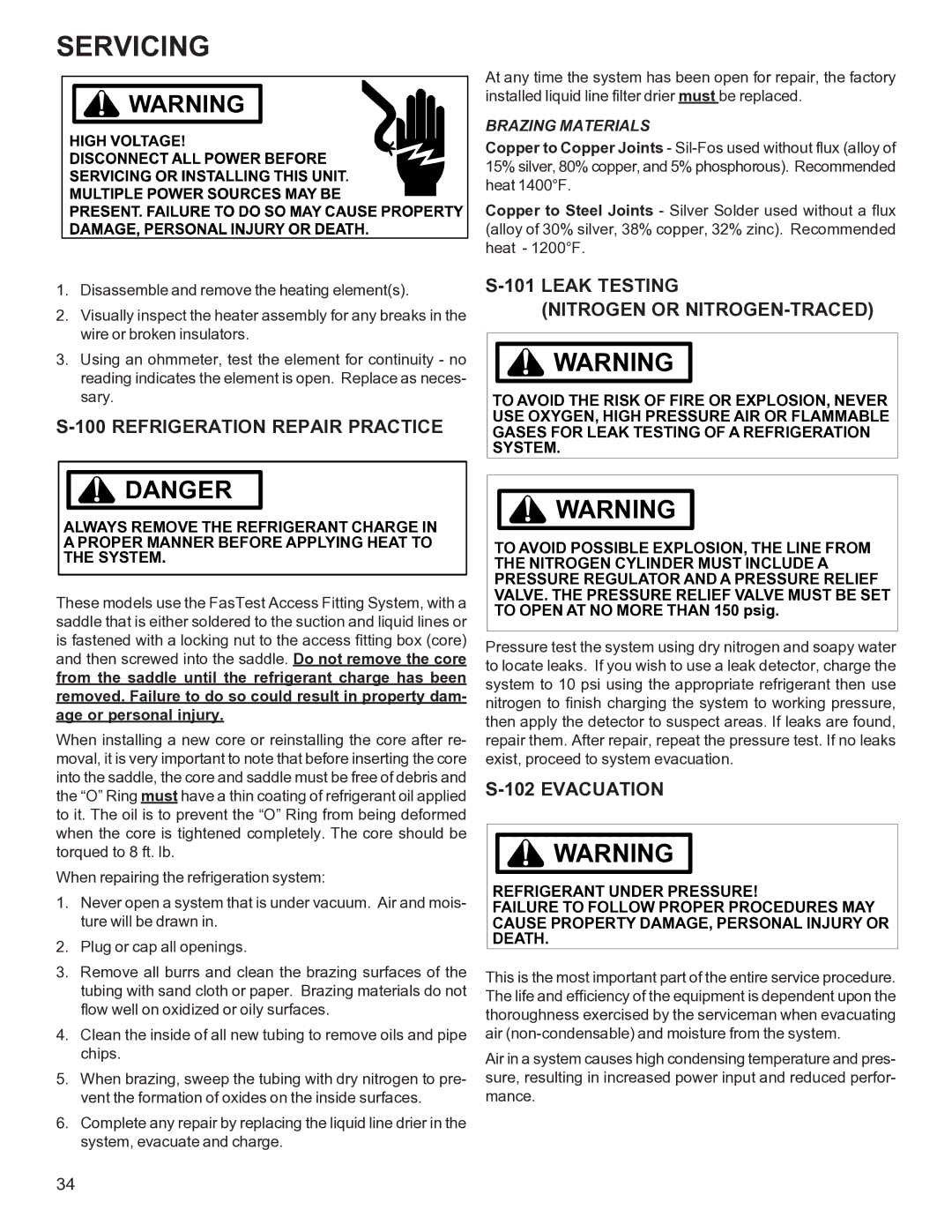 Goodman Mfg R-410A Refrigeration Repair Practice, Leak Testing Nitrogen or NITROGEN-TRACED, Evacuation, Brazing Materials 