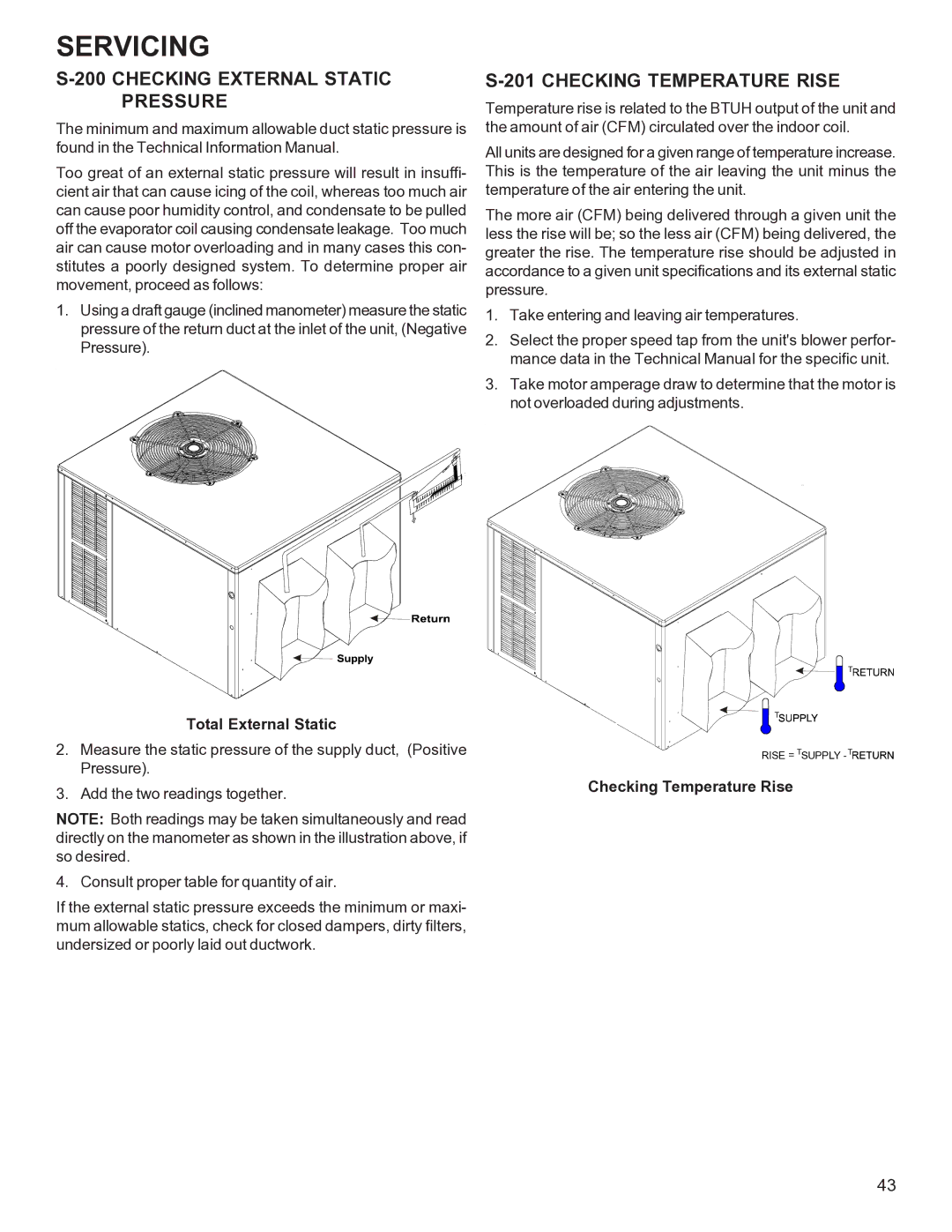 Goodman Mfg R-410A manual Checking External Static Pressure, Checking Temperature Rise, Total External Static 