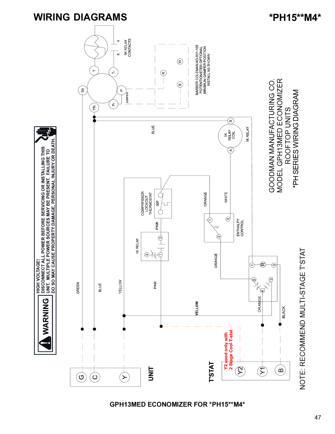 Goodman Mfg R-410A manual Diagrams, GPH13MED Economizer for *PH15**M4 