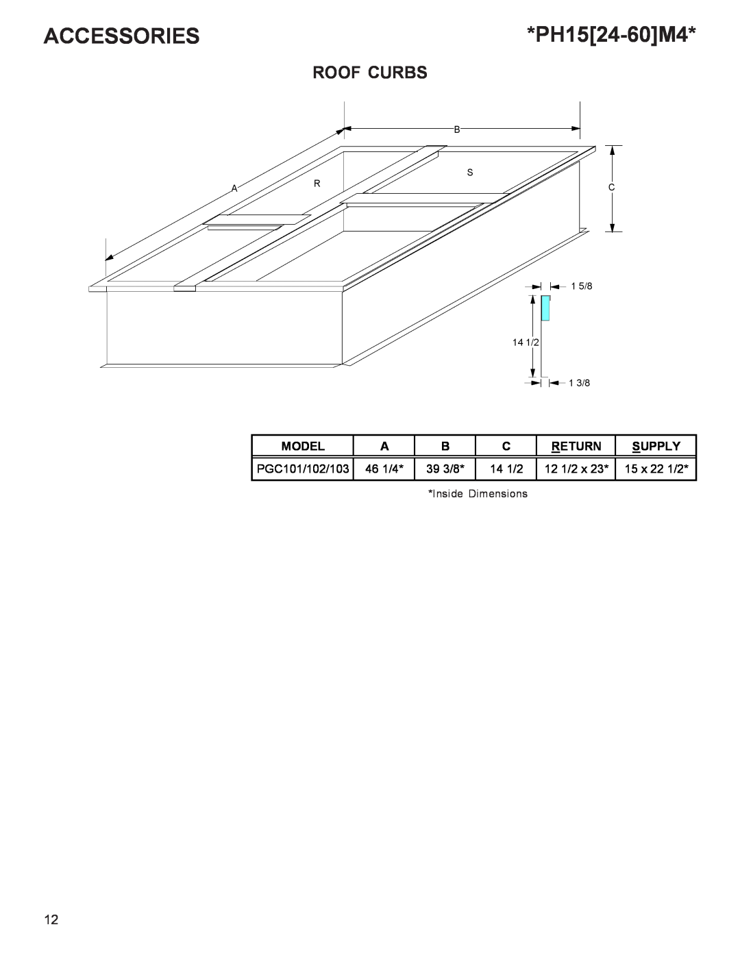 Goodman Mfg R-410A manual Roof Curbs, Accessories, PH1524-60M4 
