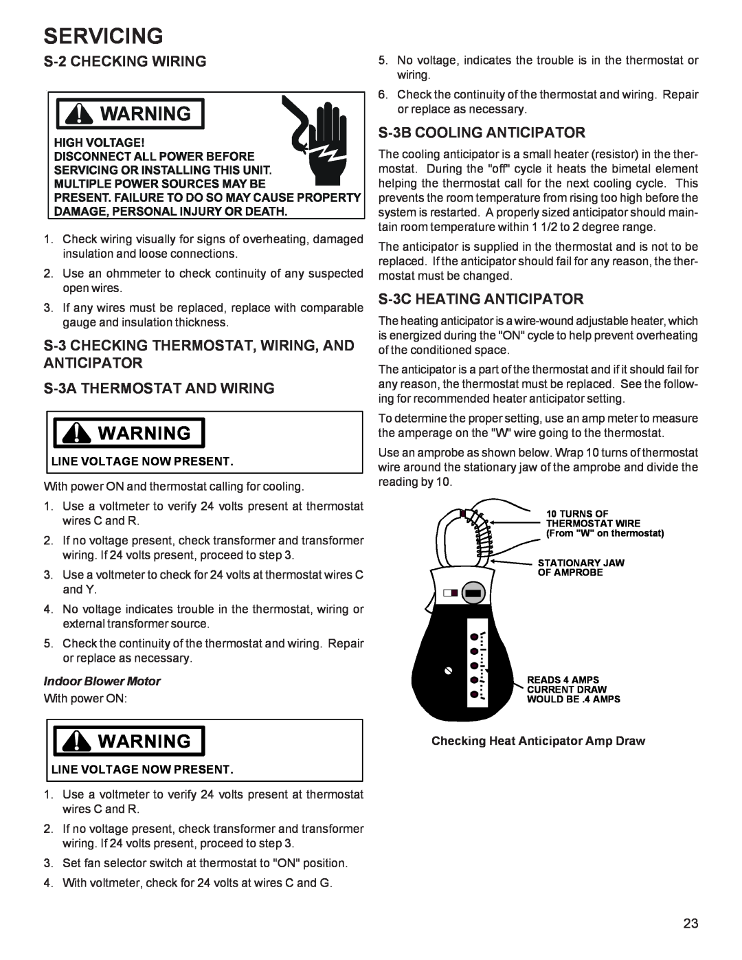Goodman Mfg R-410A manual S-2CHECKING WIRING, S-3CHECKING THERMOSTAT, WIRING, AND ANTICIPATOR, S-3ATHERMOSTAT AND WIRING 