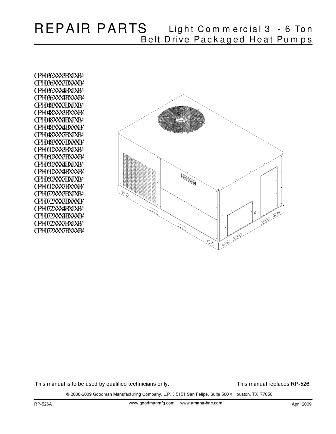 Goodman Mfg manual RP-526A April 