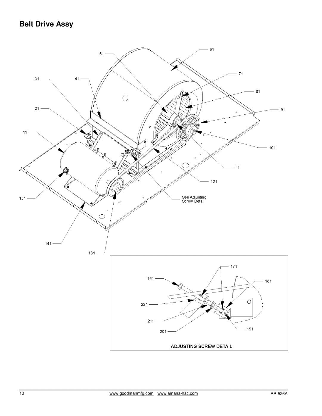 Goodman Mfg RP-526A manual Belt Drive Assy 