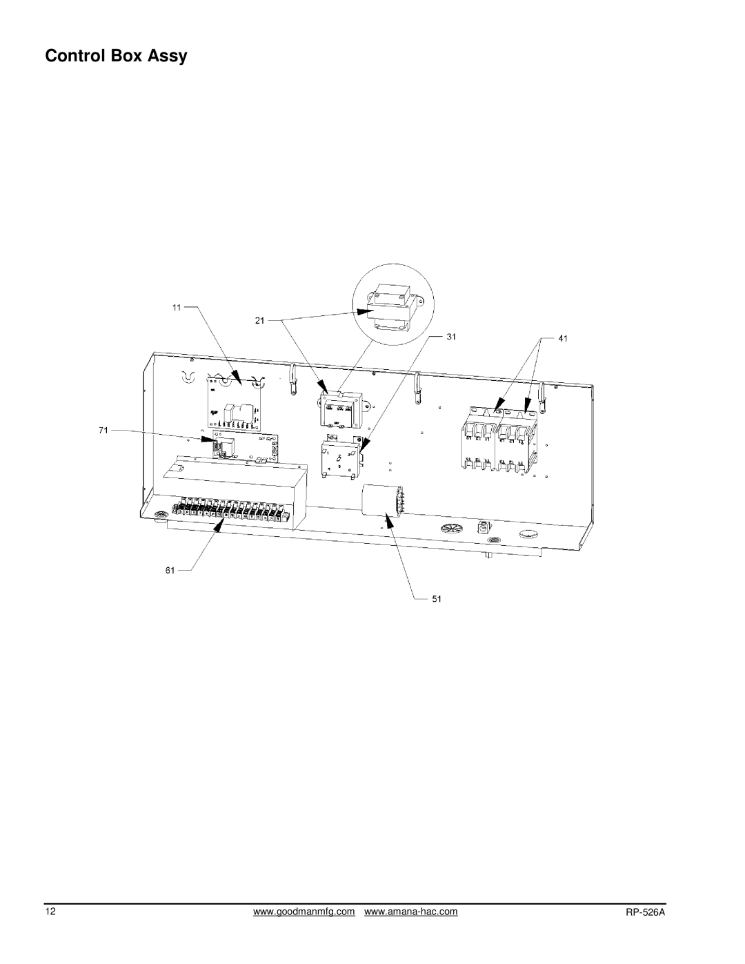 Goodman Mfg RP-526A manual Control Box Assy 