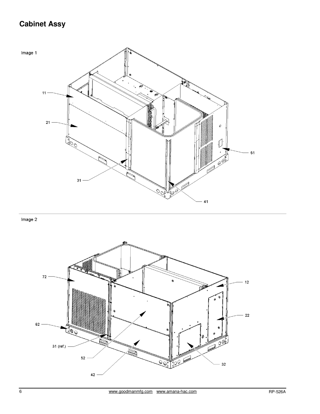 Goodman Mfg RP-526A manual Cabinet Assy 