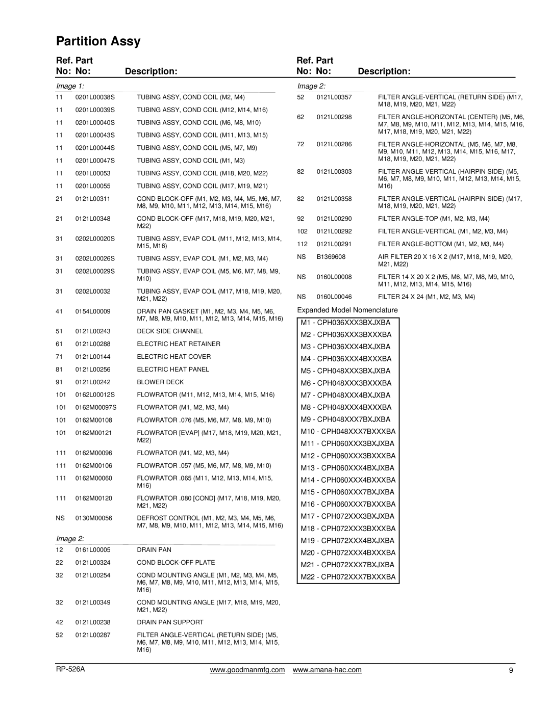 Goodman Mfg RP-526A Tubing ASSY, Cond Coil M2, M4, Tubing ASSY, Cond Coil M12, M14, M16, Tubing ASSY, Cond Coil M5, M7, M9 