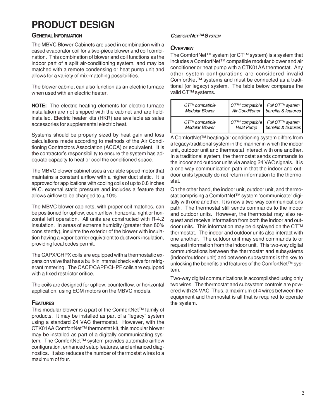 Goodman Mfg RT6223003 service manual Product Design 