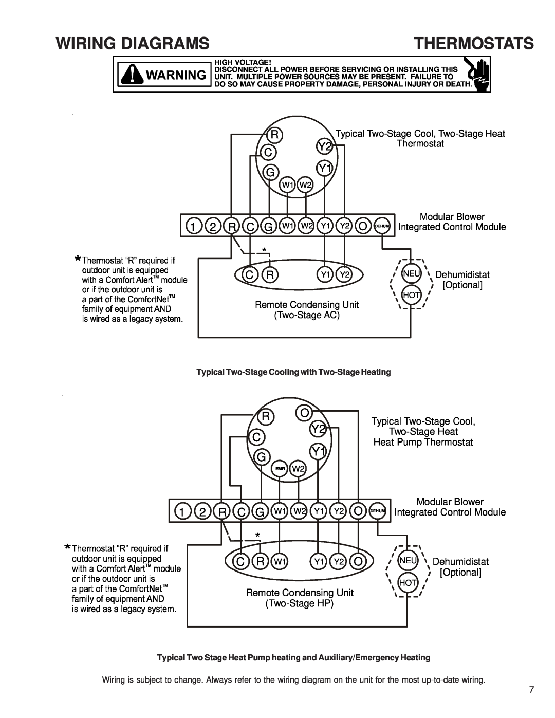 Goodman Mfg RT6223003 service manual Wiring Diagrams, Thermostats 