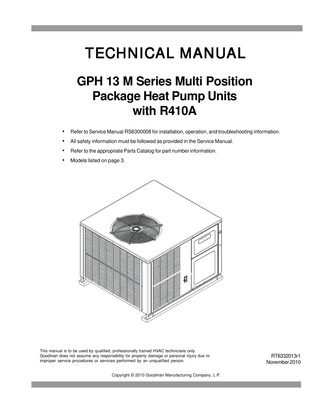 Goodman Mfg RT6332013r1 service manual Technical Manual 