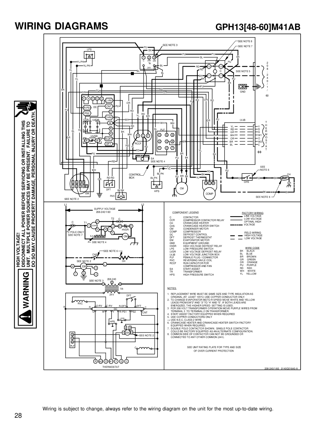 Goodman Mfg RT6332013r1 service manual GPH1348-60M41AB 