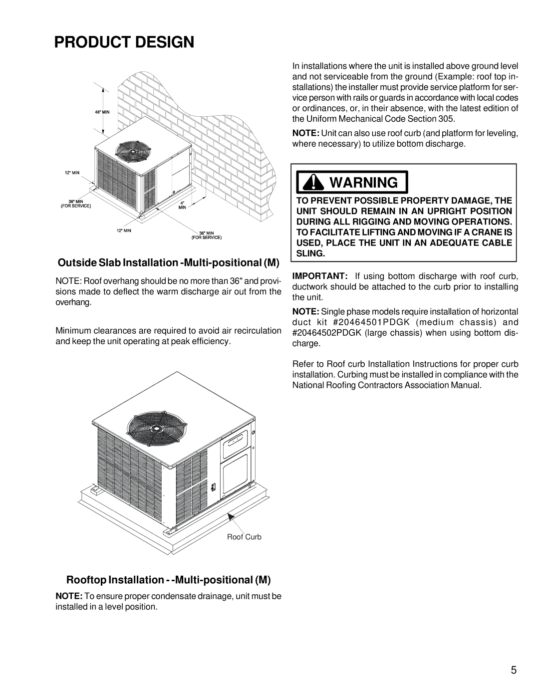 Goodman Mfg RT6332013r1 service manual Rooftop Installation -Multi-positional M 