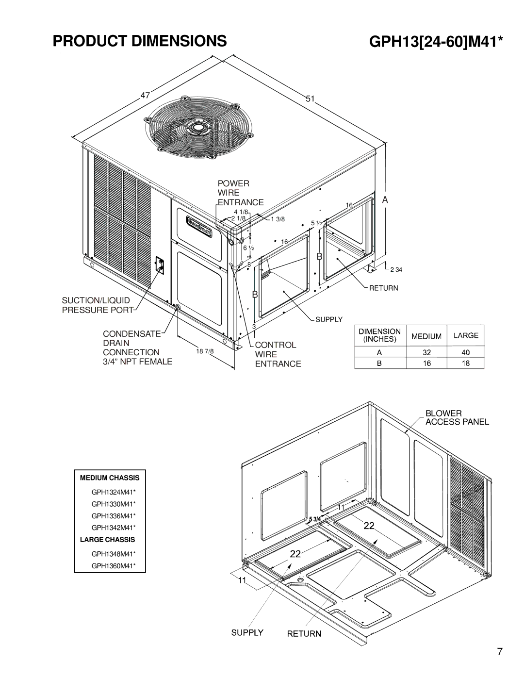 Goodman Mfg RT6332013r1 service manual Product Dimensions, GPH1324-60M41 