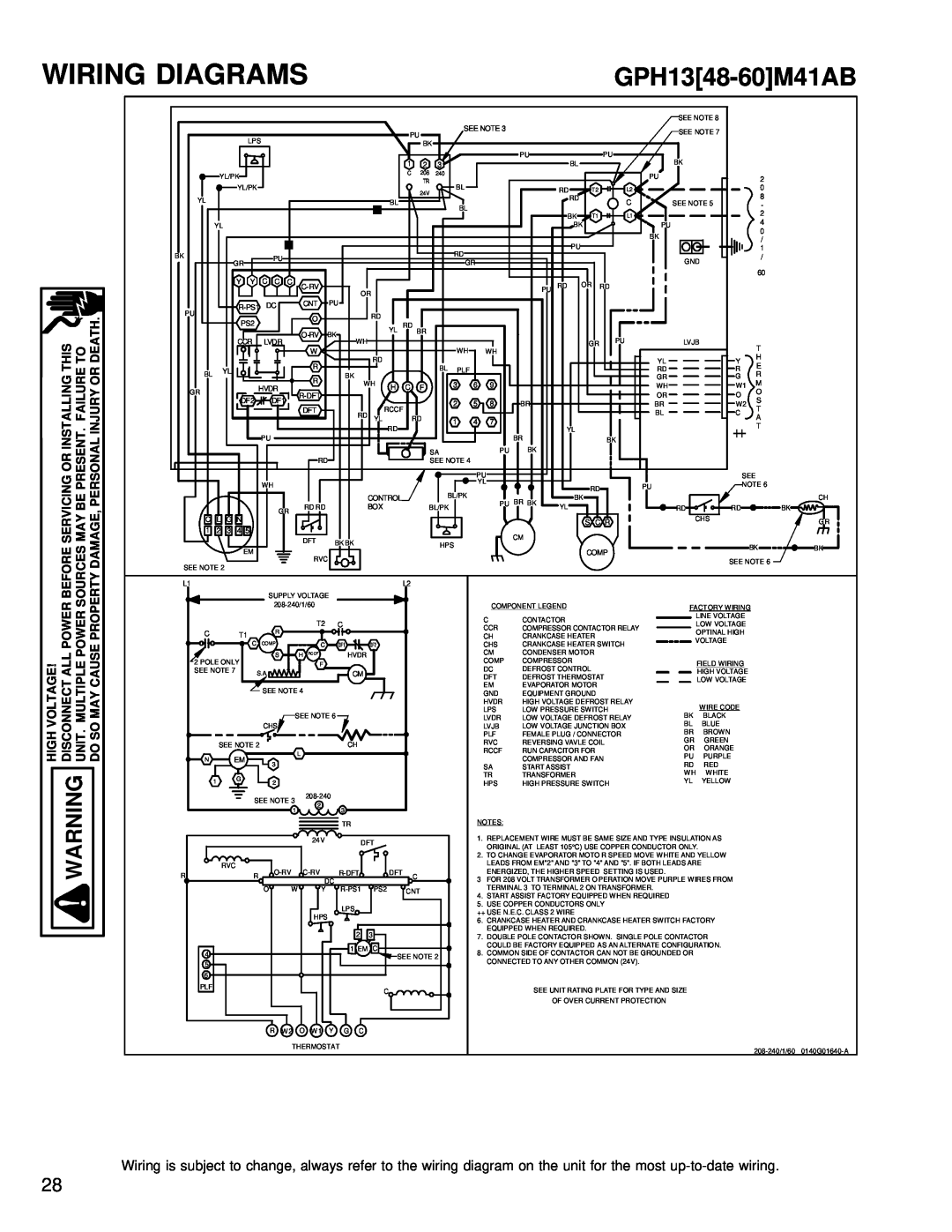 Goodman Mfg RT6332013r1 service manual GPH1348-60M41AB, Wiring Diagrams 
