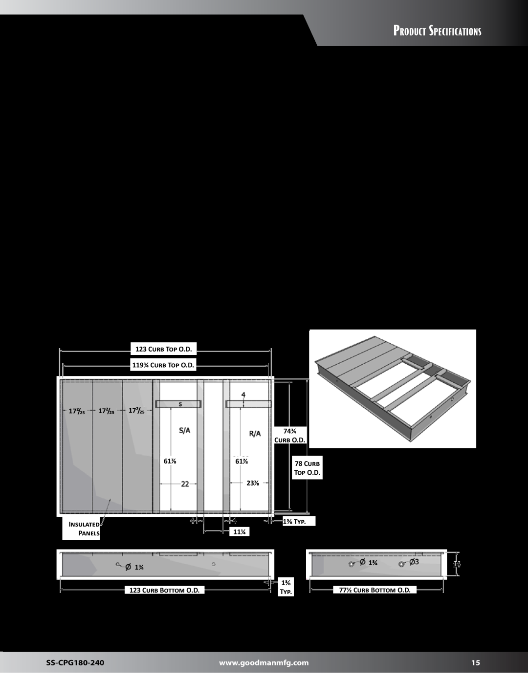 Goodman Mfg SS-CPG180-240 dimensions Roof Curb Installation, Product Specifications 