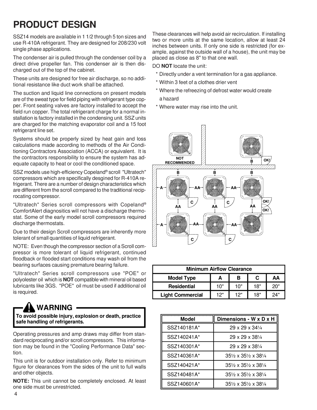 Goodman Mfg SSZ 14 SEER service manual Product Design, Aa Aa 