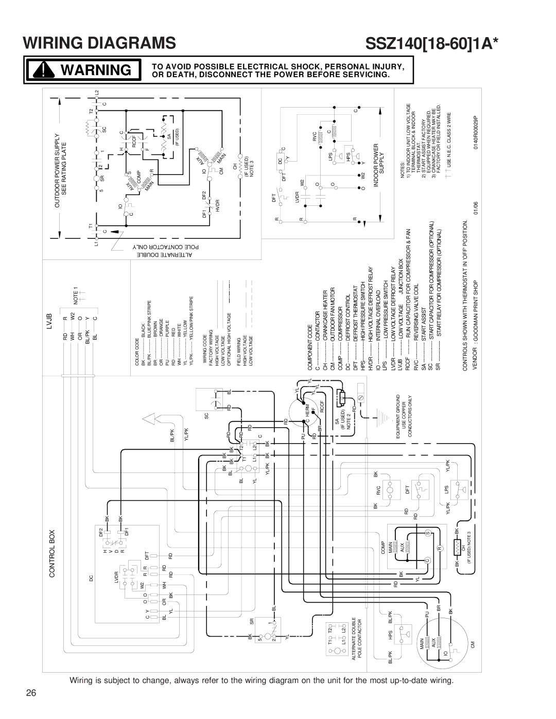 Goodman Mfg SSZ140181A service manual Wiring is subject to change 