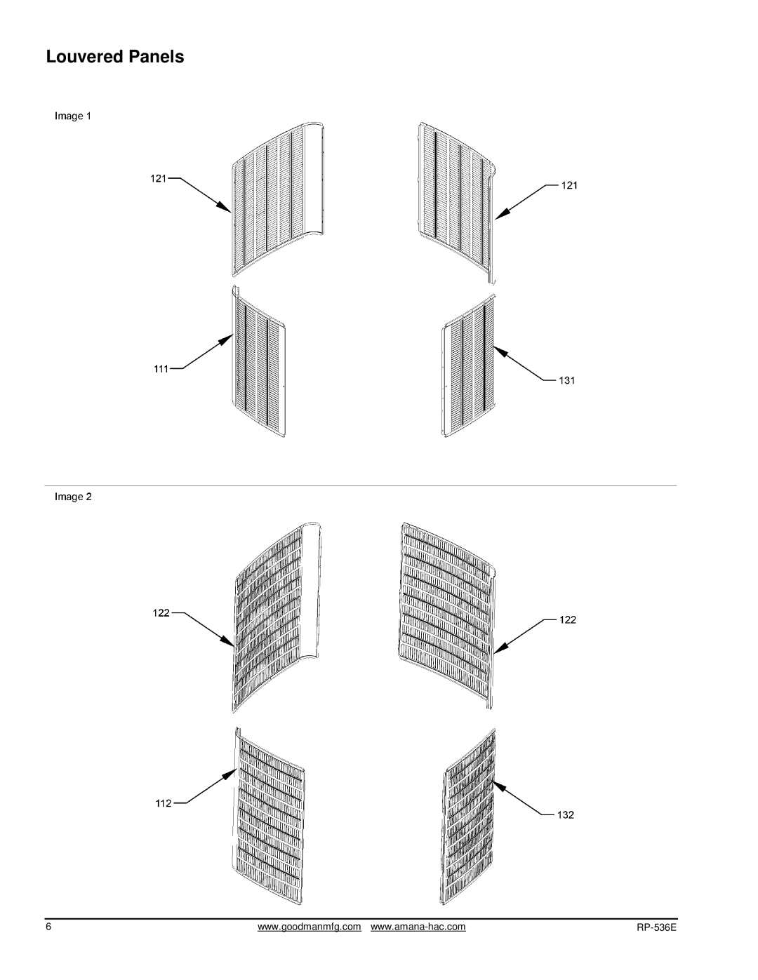 Goodman Mfg SX14 R-410A manual Louvered Panels 