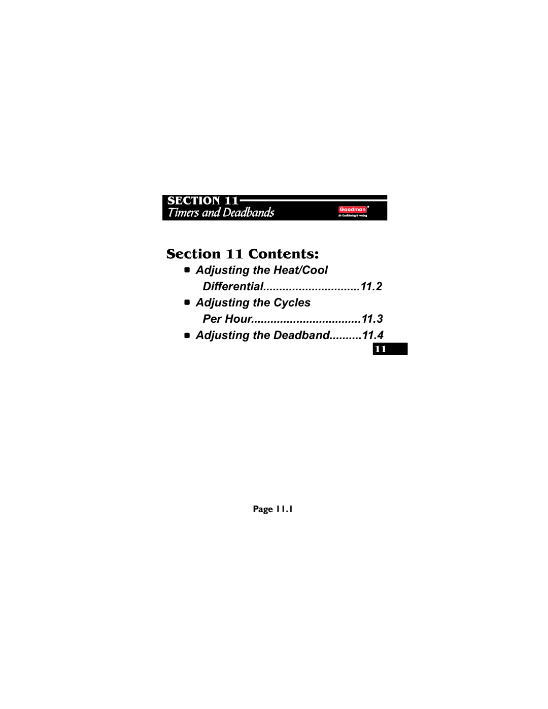 Goodman Mfg TSTATG2111 owner manual 11.3, Adjusting the Deadband 11.4 