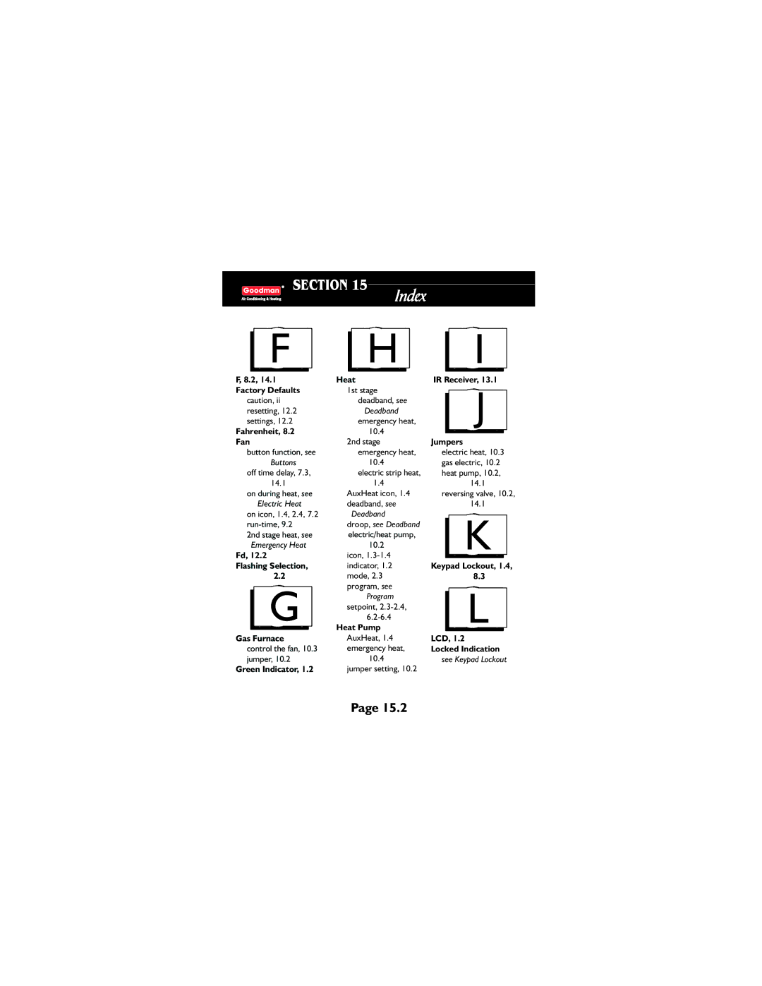 Goodman Mfg TSTATG2111 owner manual Heat 