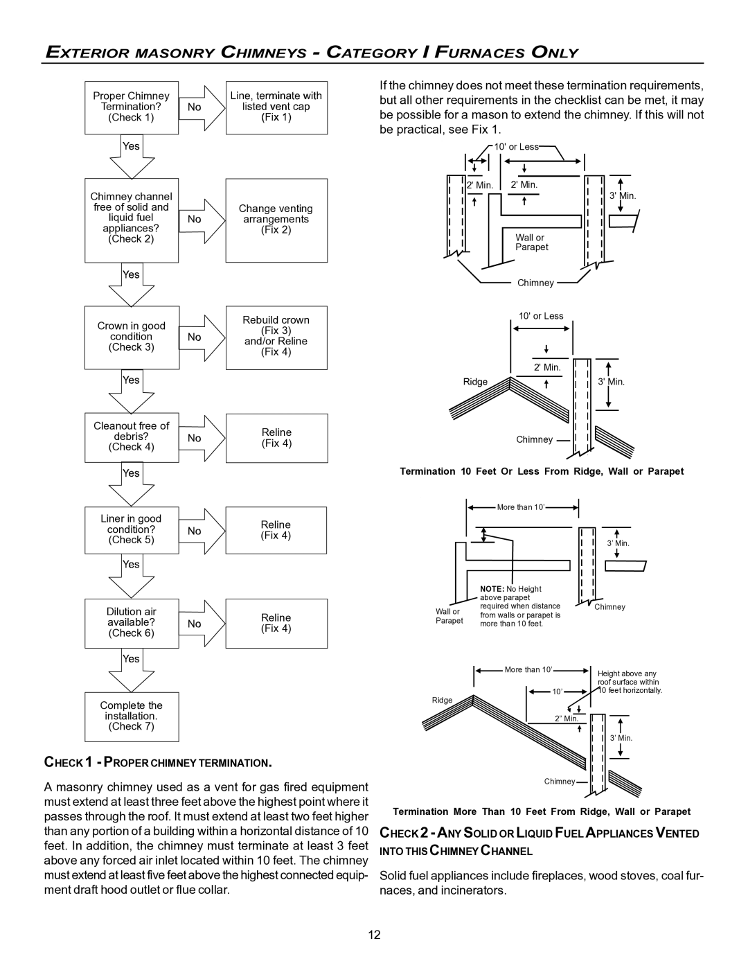 Goodman Mfg VC8 instruction manual Proper Chimney Termination? Check 