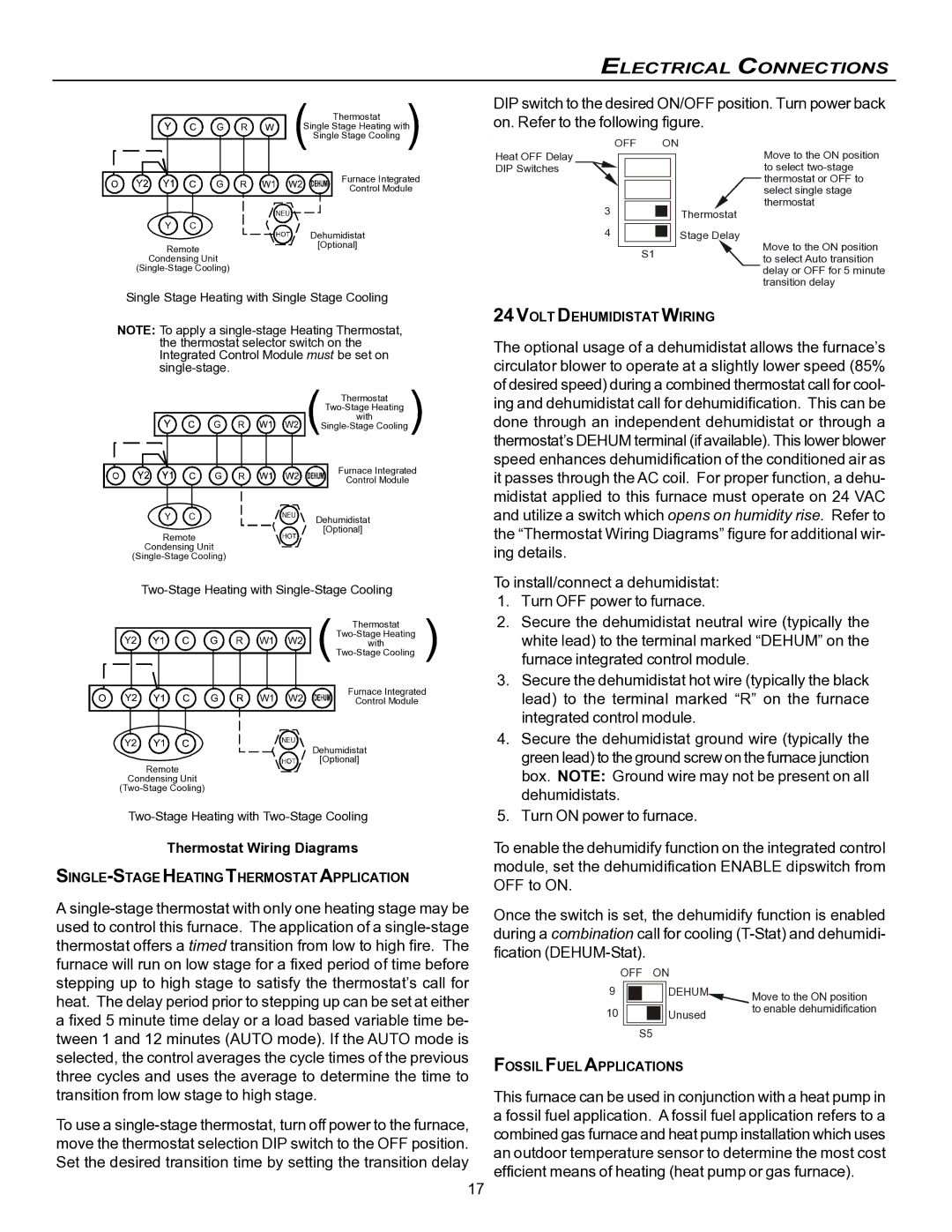 Goodman Mfg VC8 instruction manual Thermostat Wiring Diagrams, Single Stage Heating with Single Stage Cooling 