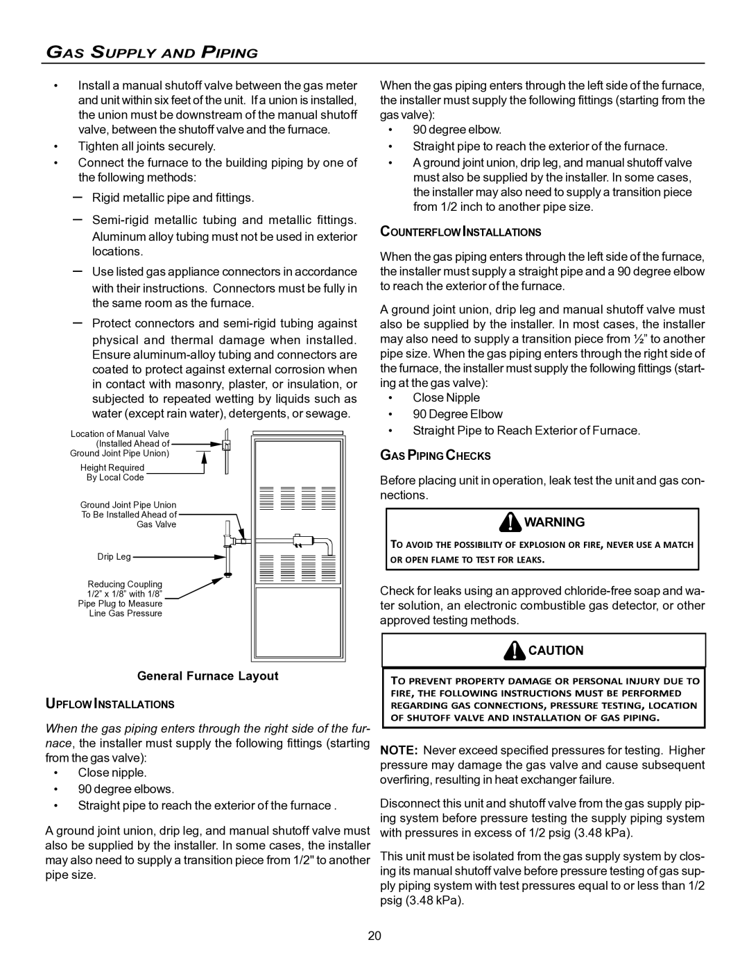 Goodman Mfg VC8 instruction manual General Furnace Layout 