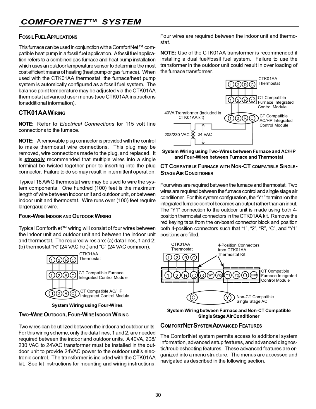 Goodman Mfg VC8 instruction manual System Wiring using Four-Wires, CTK01AA 