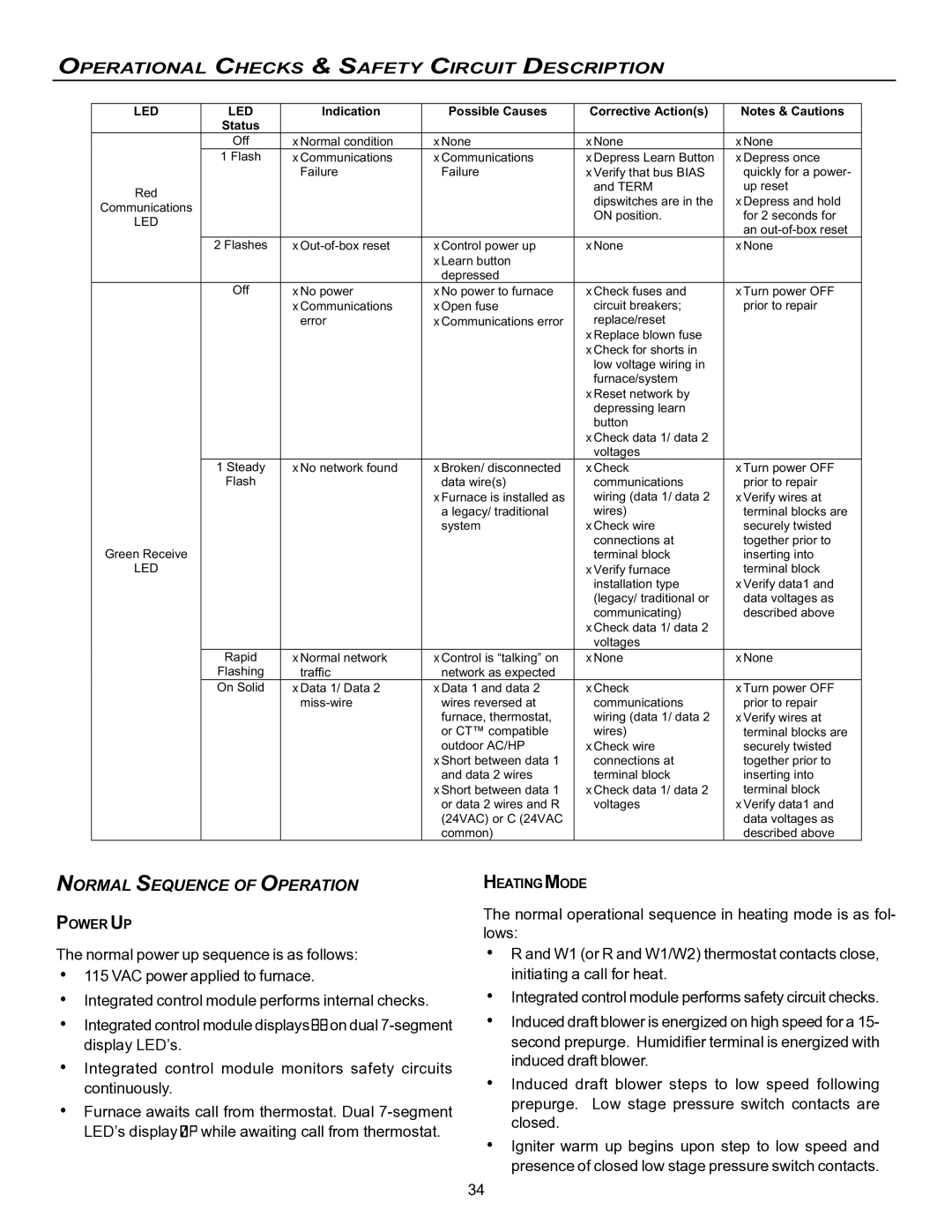 Goodman Mfg VC8 instruction manual Operational Checks & Safety Circuit Description, Normal Sequence of Operation 