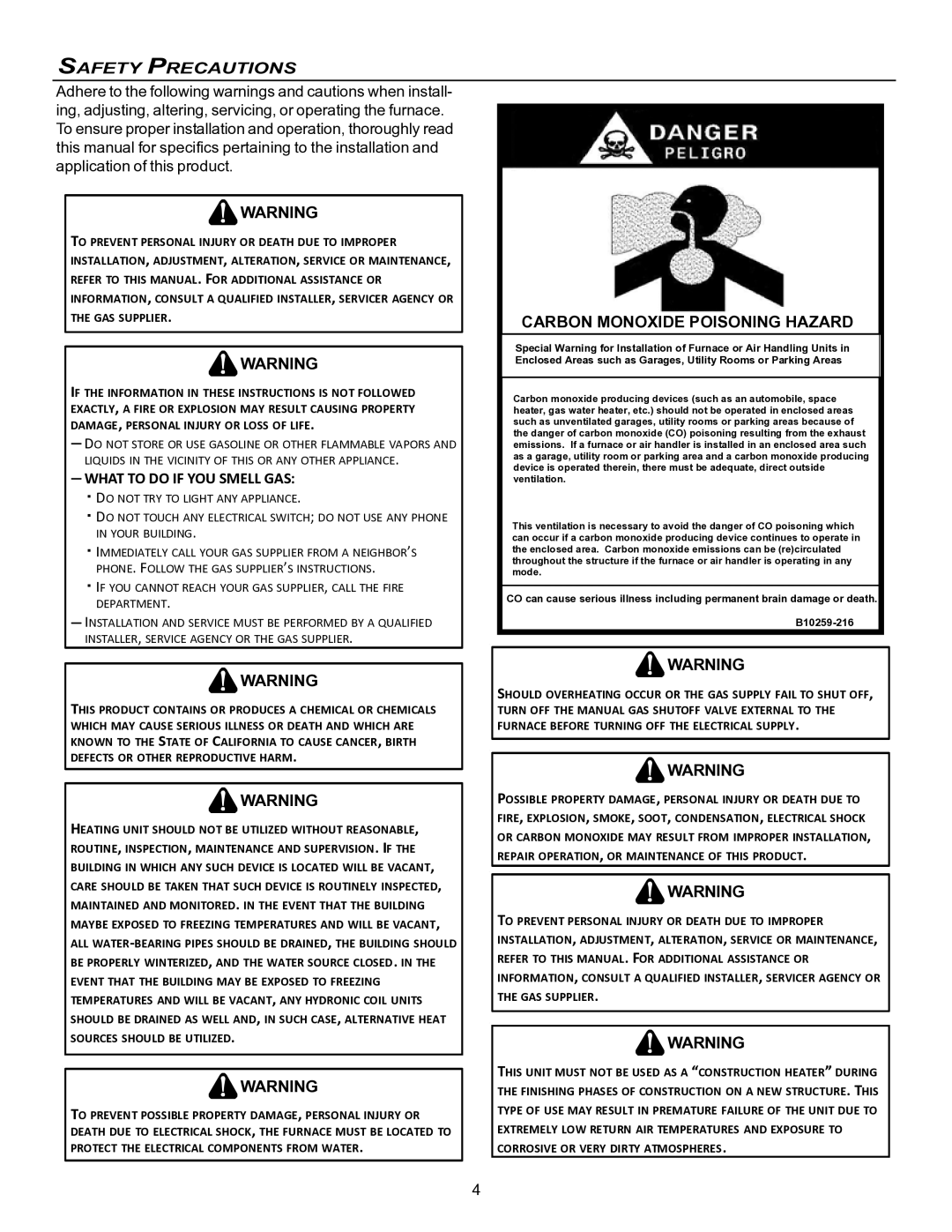 Goodman Mfg VC8 instruction manual Safety Precautions, What to do if YOU Smell GAS 