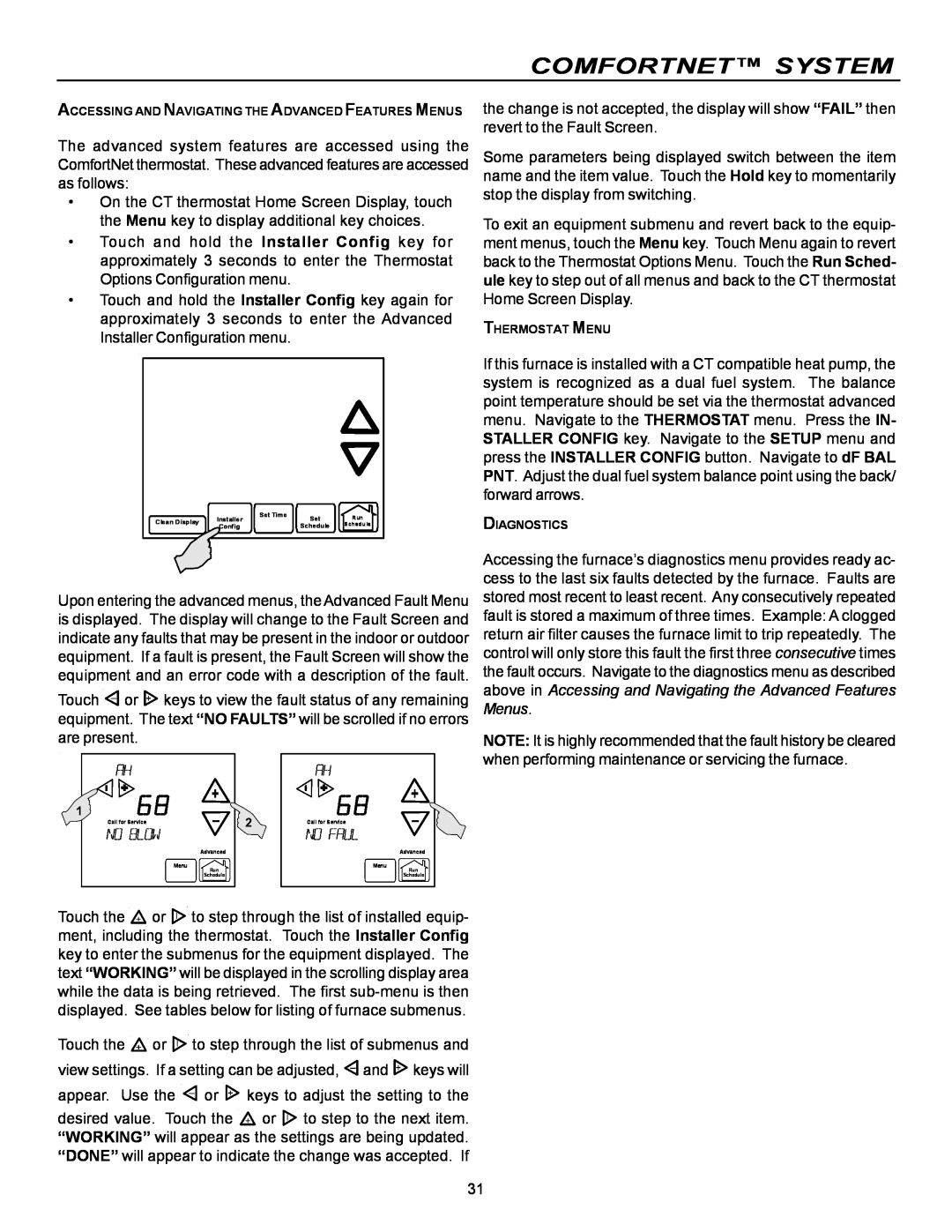 Goodman Mfg VC8 instruction manual Comfortnet System, Touch the 